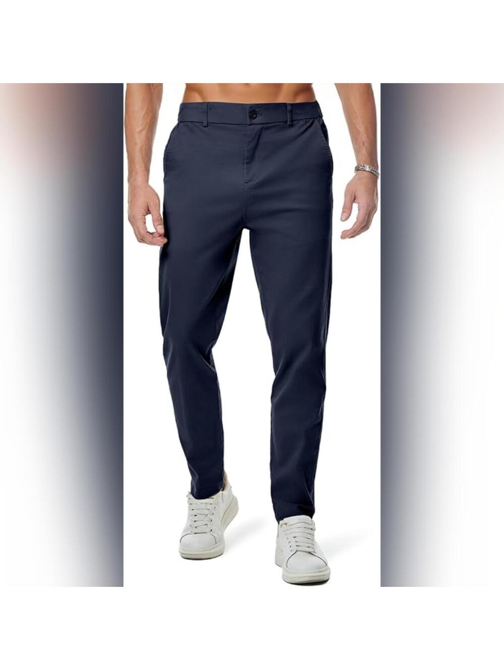 NWOT JMIERR Casual Elastic Waist Tapered Golf Trouser Chino Pants, 38x30
